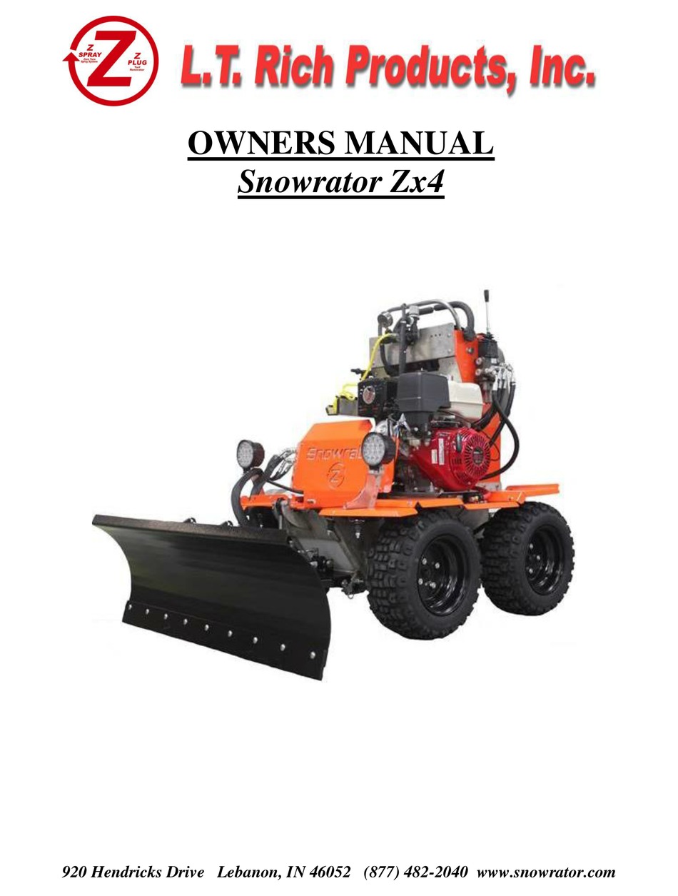 L.T. RICH PRODUCTS SNOWRATOR ZX4 OWNER'S MANUAL Pdf Download ManualsLib