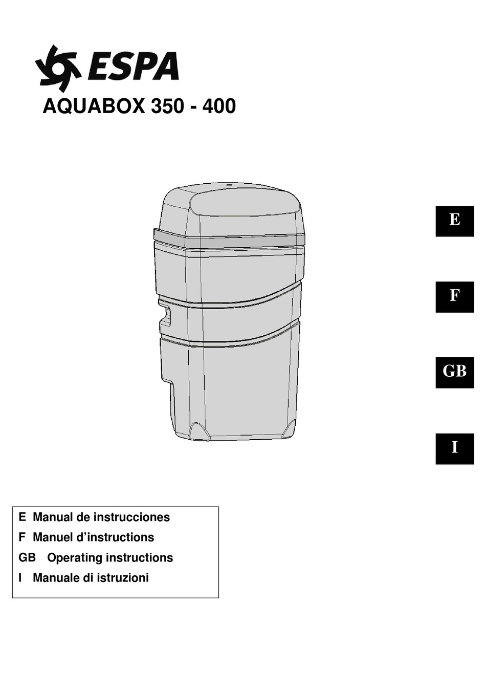 ESPA AQUABOX 350 ACUAPLUS OPERATING INSTRUCTIONS MANUAL Pdf Download ManualsLib