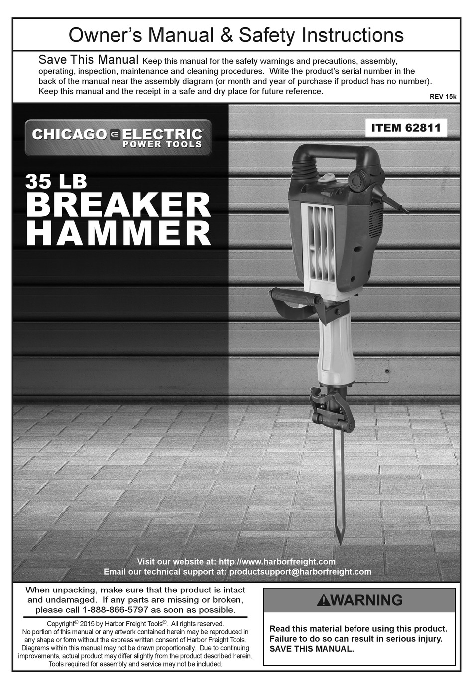 CHICAGO ELECTRIC 35 LB OWNER'S MANUAL AND SAFETY INSTRUCTIONS Pdf