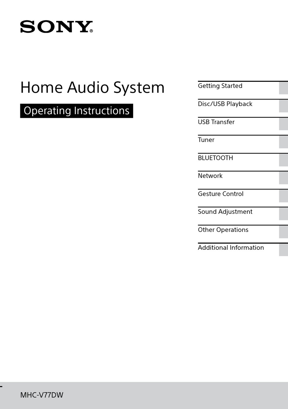 Sony Mhc V77dw Operating Instructions Manual Pdf Download Manualslib