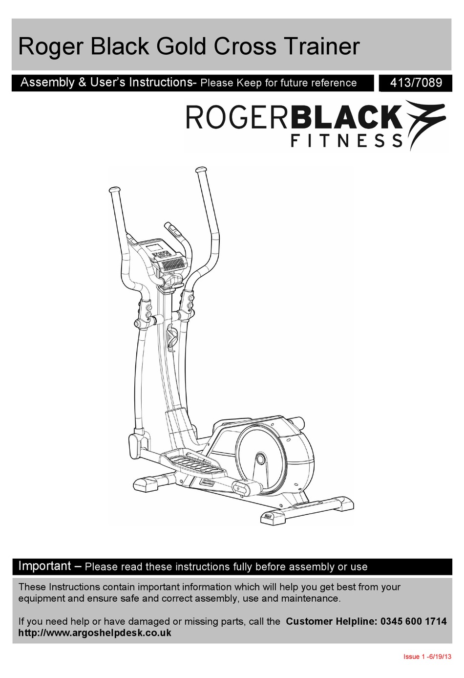 Roger black cross trainer manual new arrivals