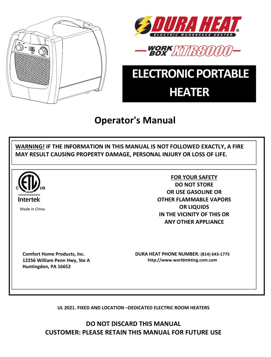 DURA HEAT XTR8000 OPERATOR