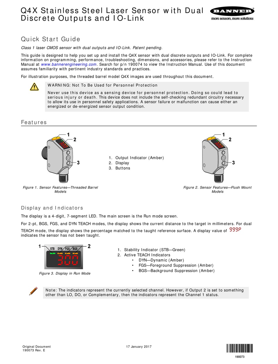 BANNER Q4X QUICK START MANUAL Pdf Download ManualsLib