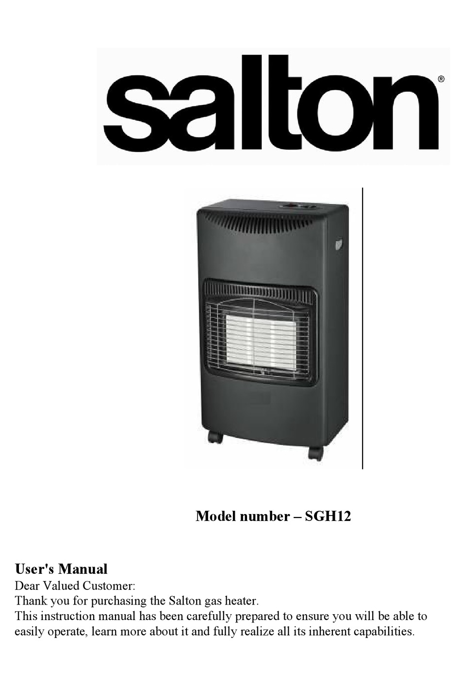 SALTON SGH12 USER MANUAL Pdf Download ManualsLib