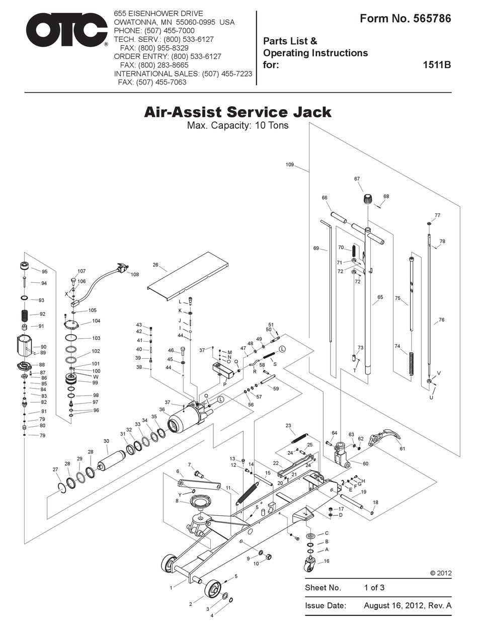 OTC 1525 2-Ton Service Jack