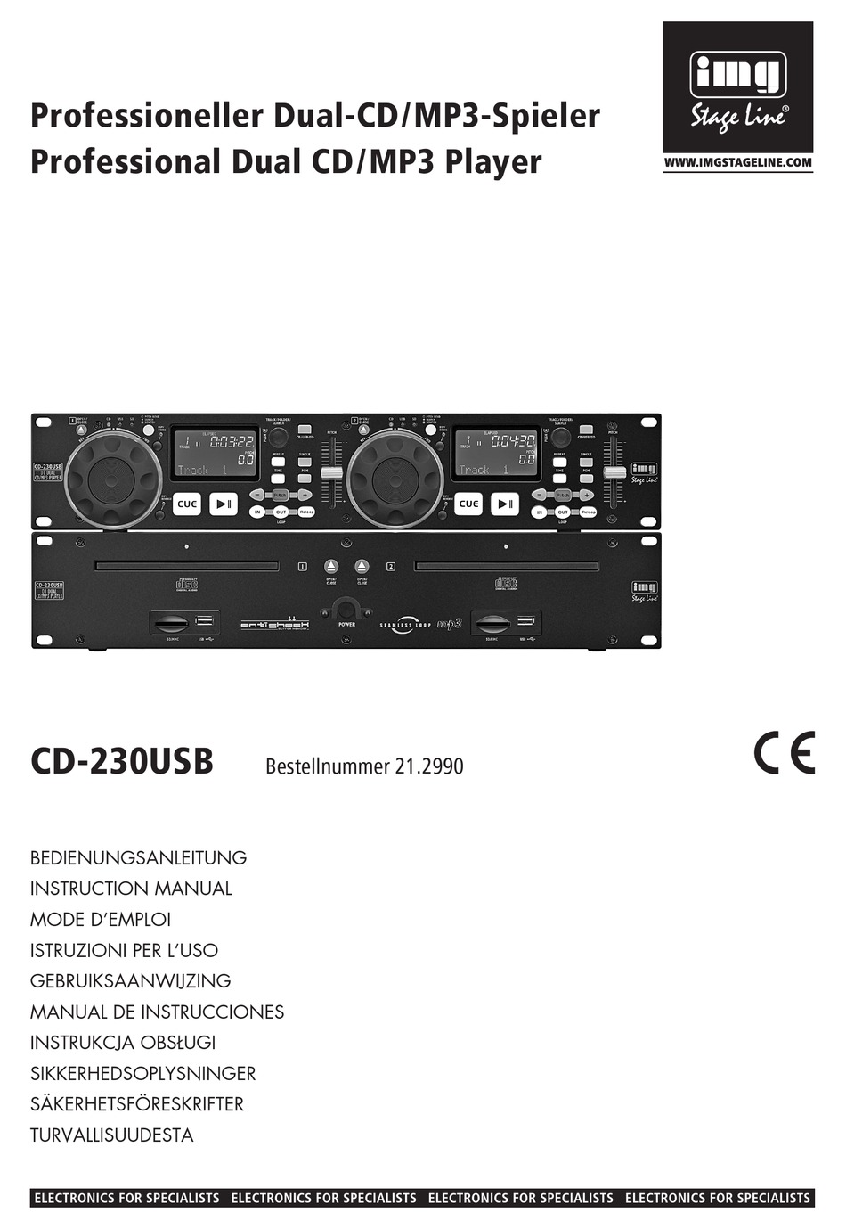 IMG Stageline CD-230USB und MP3-Spieler mit USB2.0 SD/MMC-Card DJ-Dual-CD 