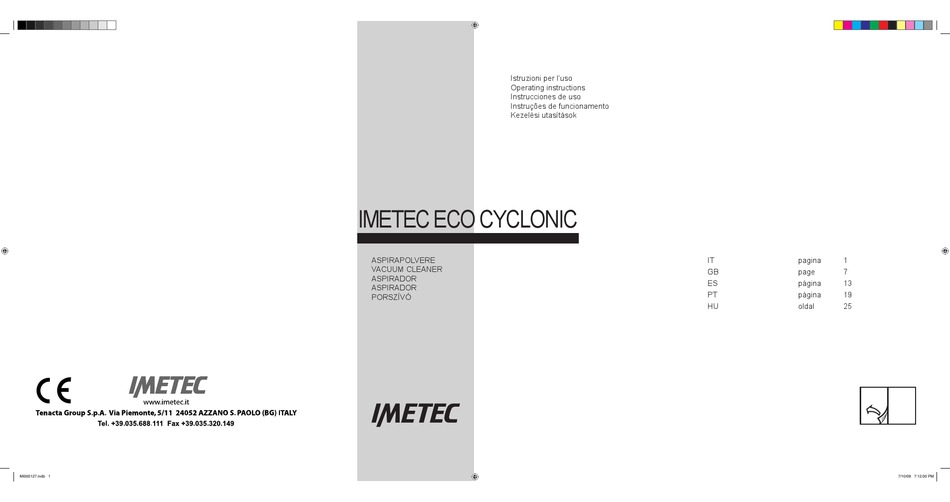 IMETEC ECO CYCLONIC OPERATING INSTRUCTIONS MANUAL Pdf Download | ManualsLib