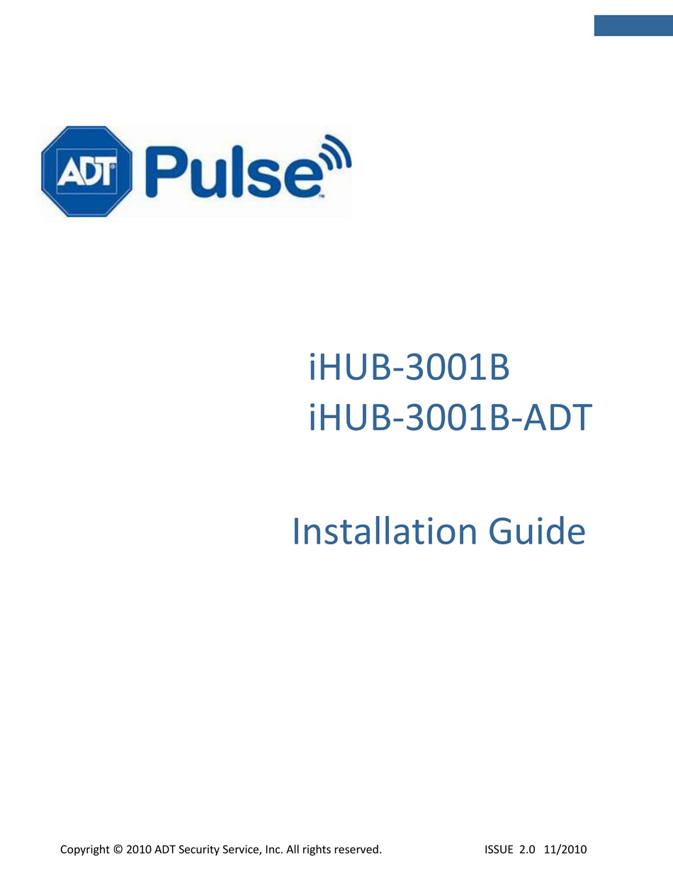 ADT PULSE IHUB-3001B INSTALLATION MANUAL Pdf Download | ManualsLib