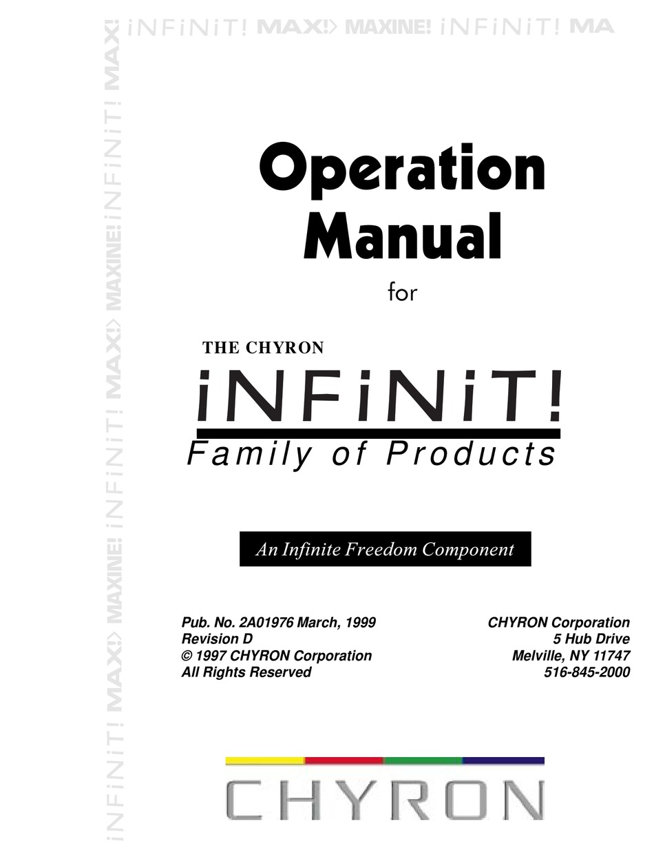 Chyron Infinit Series Operation Manual Pdf Download Manualslib
