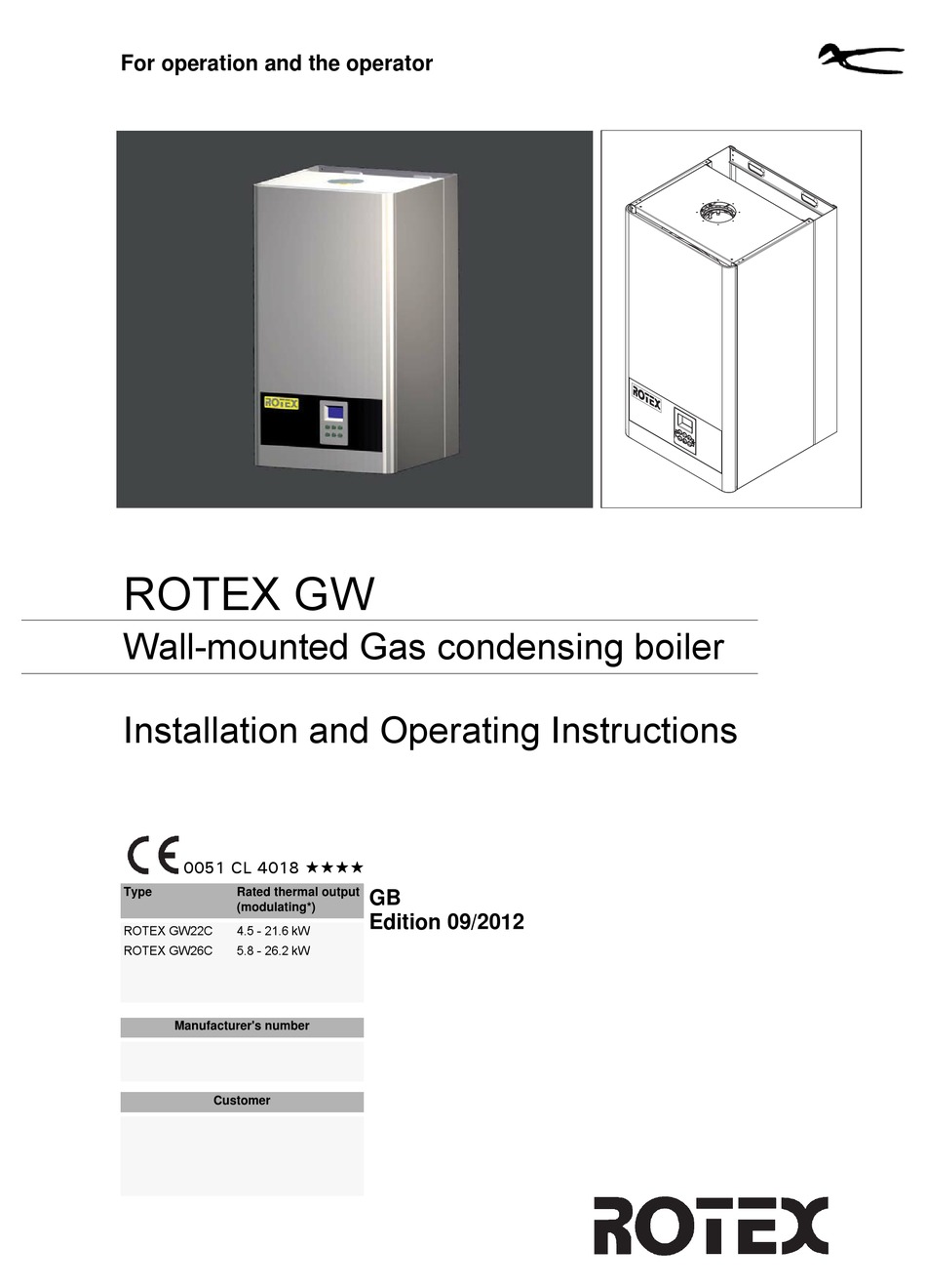 ROTEX GW INSTALLATION AND OPERATING INSTRUCTIONS MANUAL Pdf Download ...