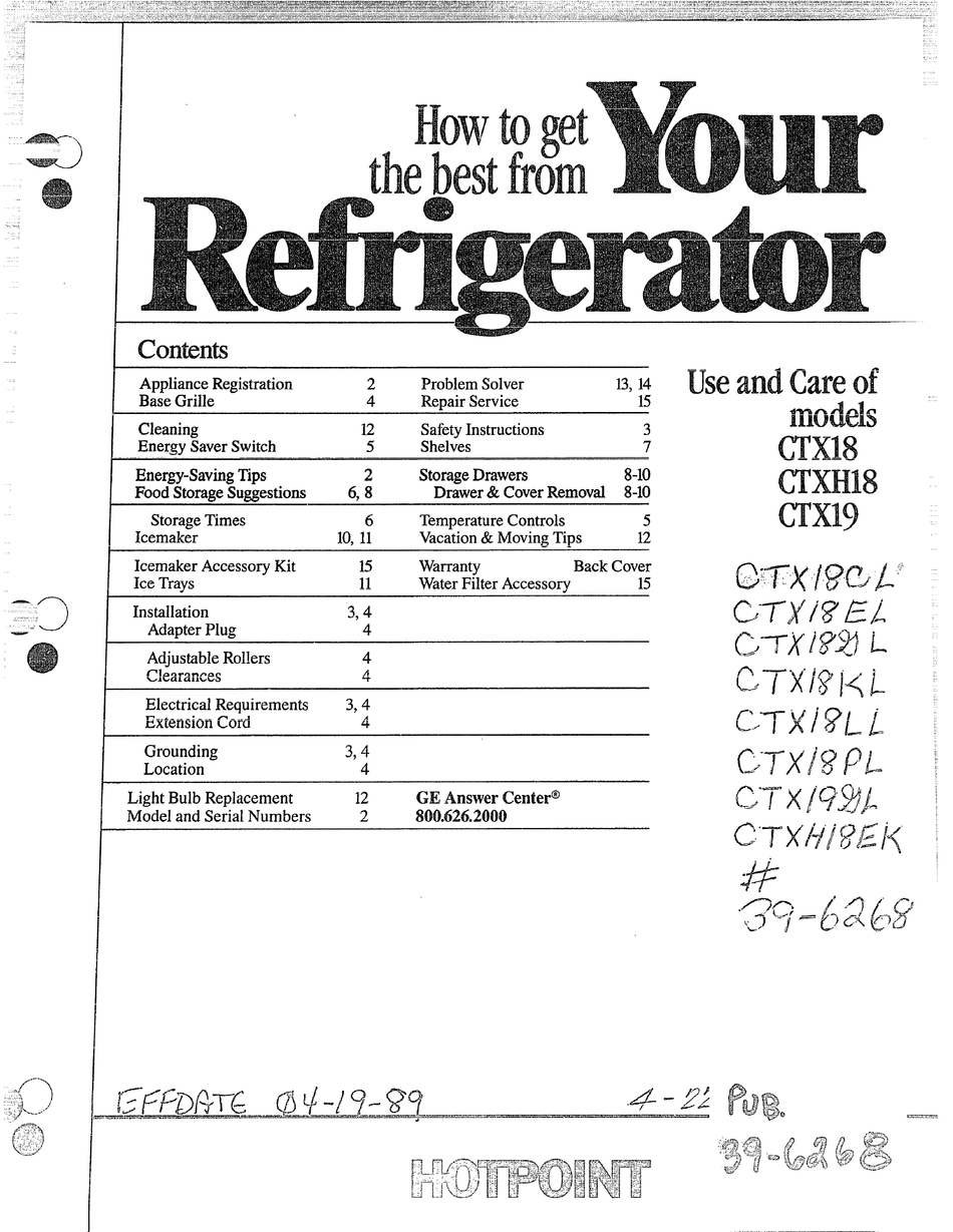 hotpoint ctx18 refrigerator