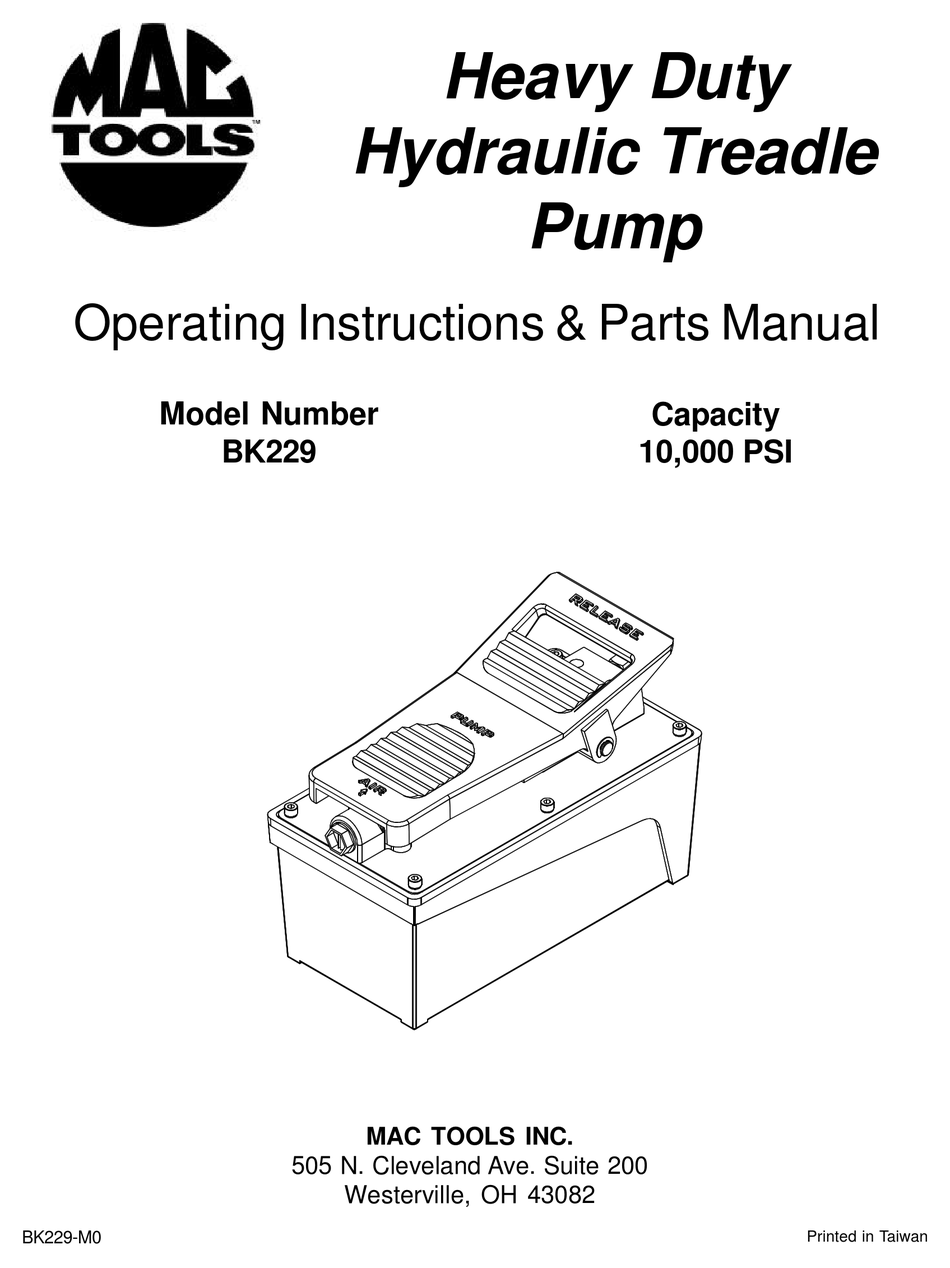 MAC TOOLS BK229 OPERATING INSTRUCTIONS & PARTS MANUAL Pdf Download ...