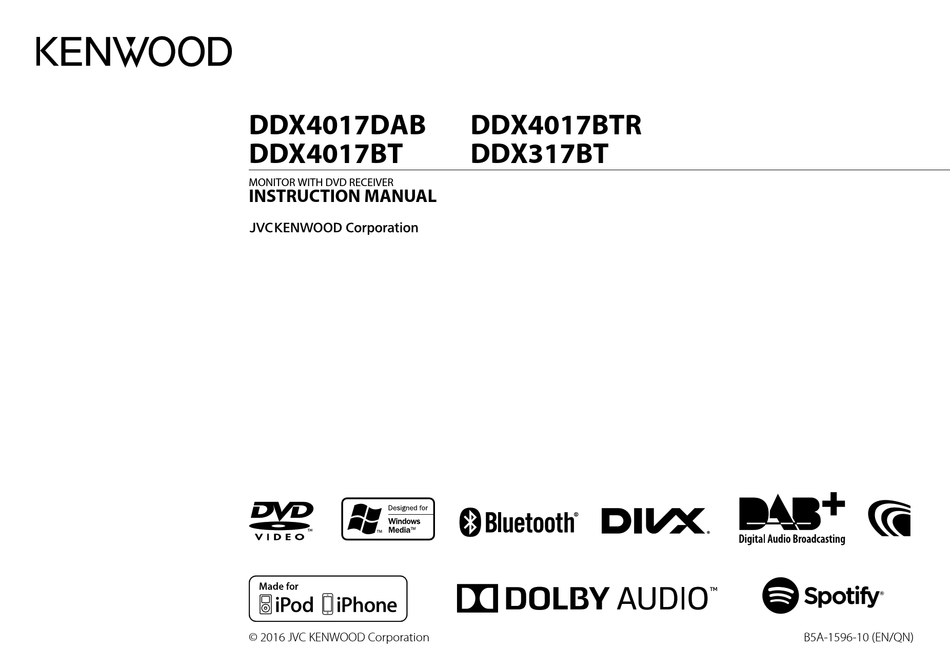 Kenwood ddx4017dab bruksanvisning