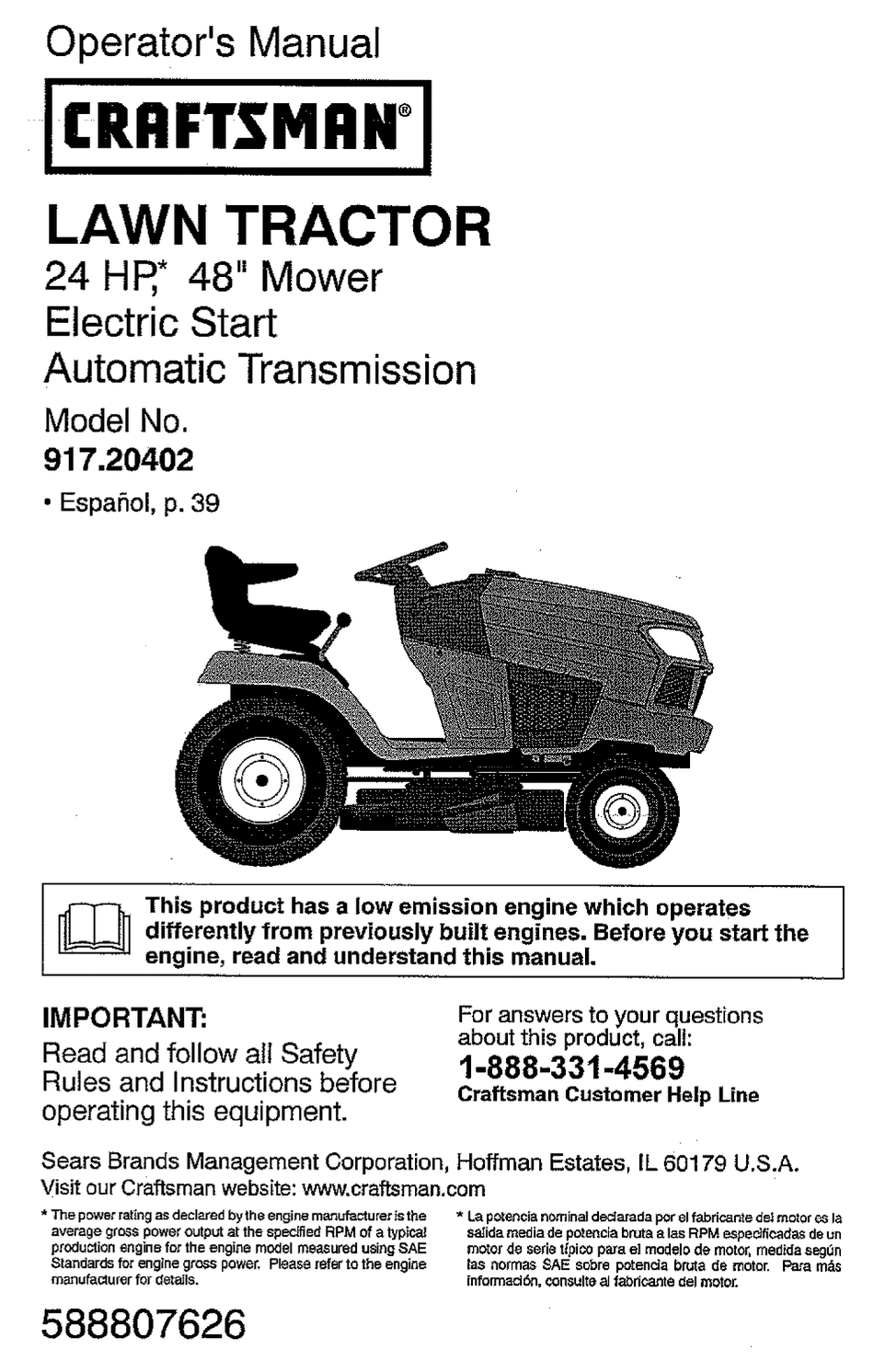 CRAFTSMAN 917.20402 OPERATOR'S MANUAL Pdf Download | ManualsLib