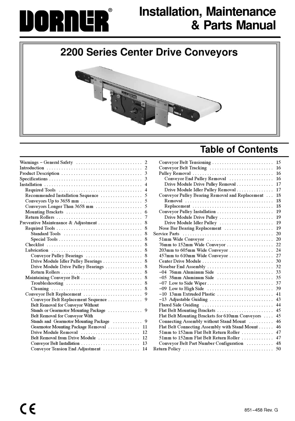 DORNER 2200 SERIES INSTALLATION \u0026 PARTS 