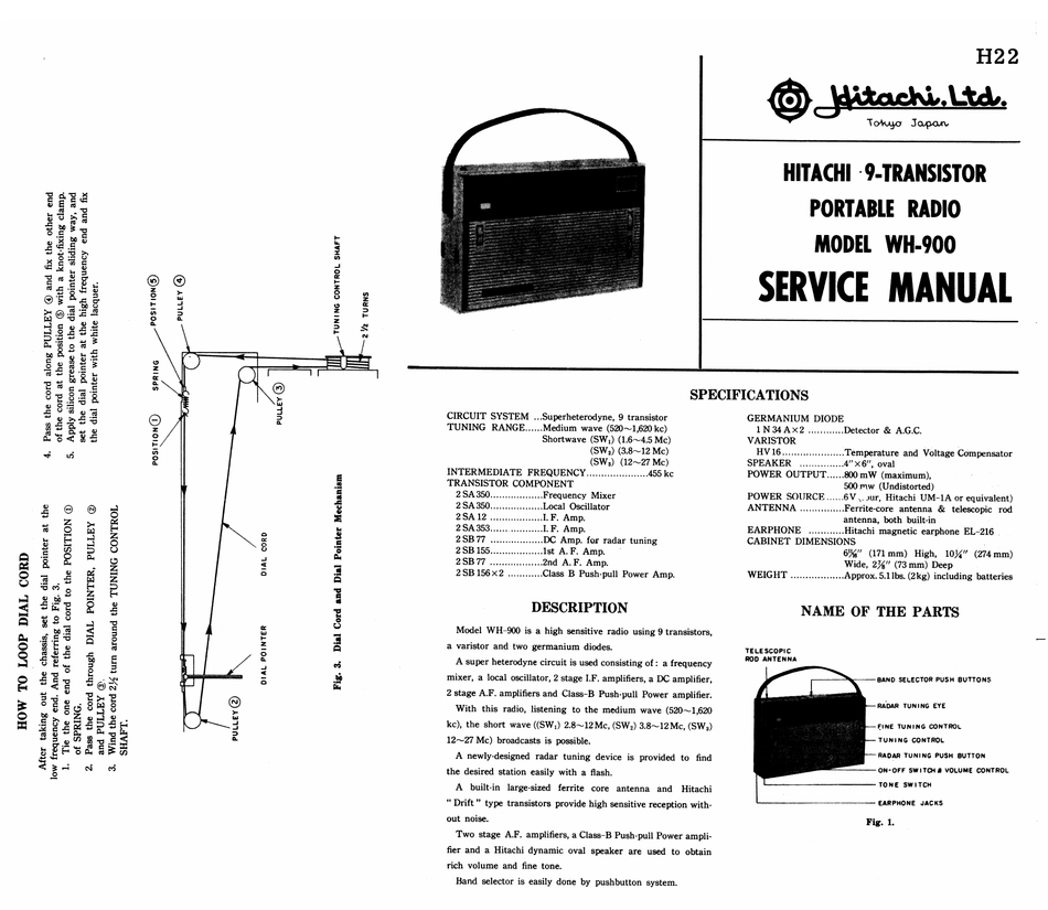 HITACHI WH-900 SERVICE MANUAL Pdf Download | ManualsLib