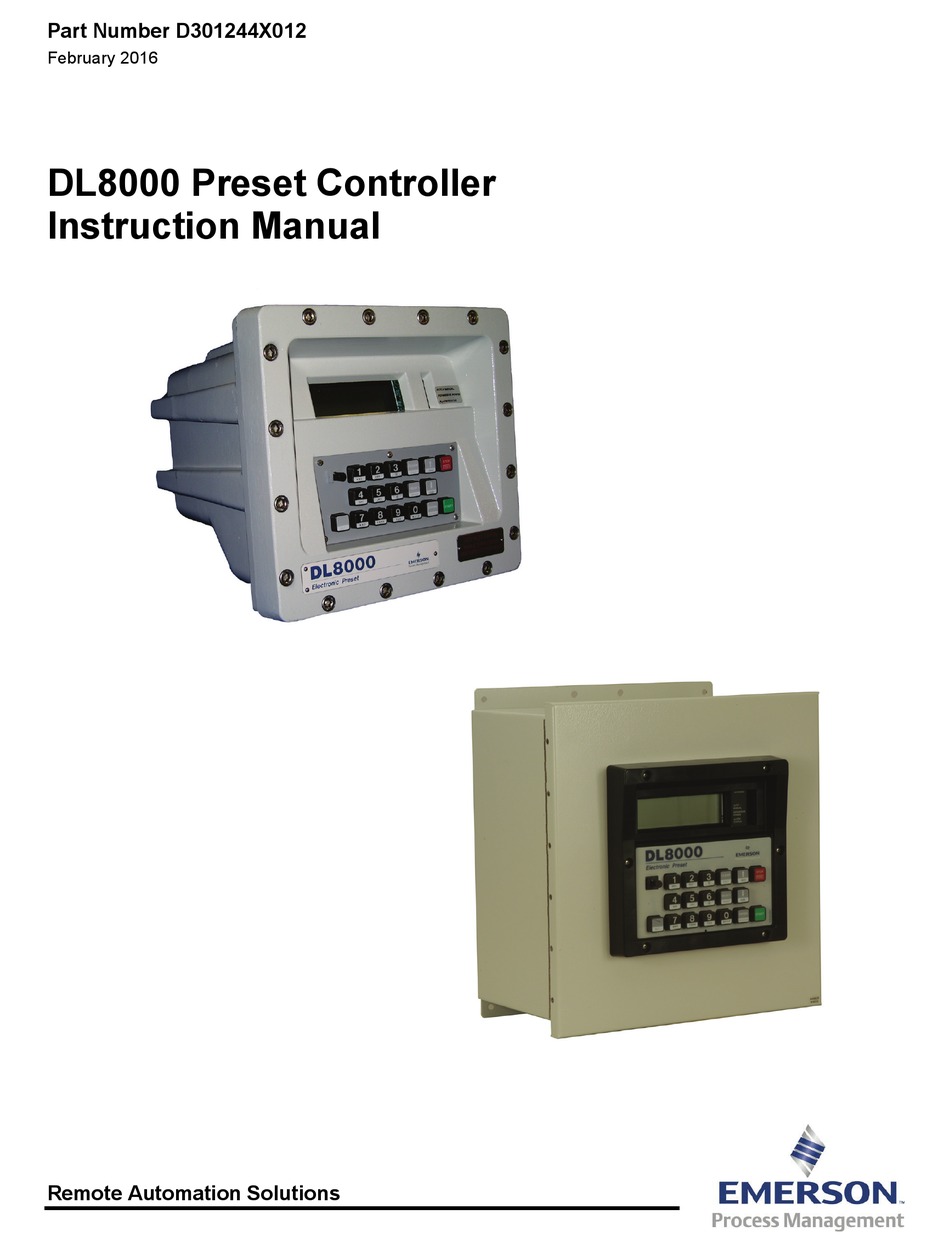 EMERSON DL8000 INSTRUCTION MANUAL Pdf Download | ManualsLib
