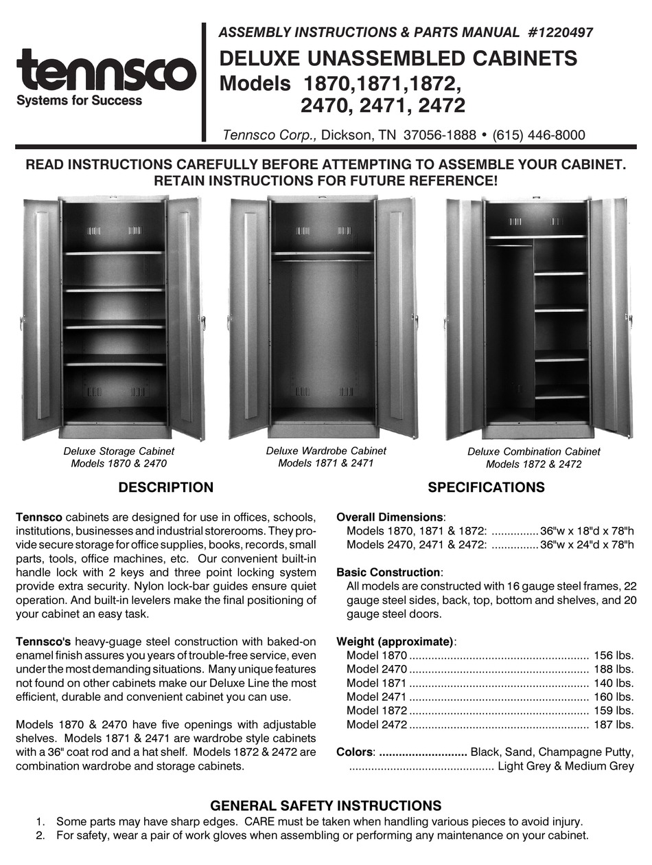 TENNSCO 1870 ASSEMBLY INSTRUCTIONS Pdf Download ManualsLib