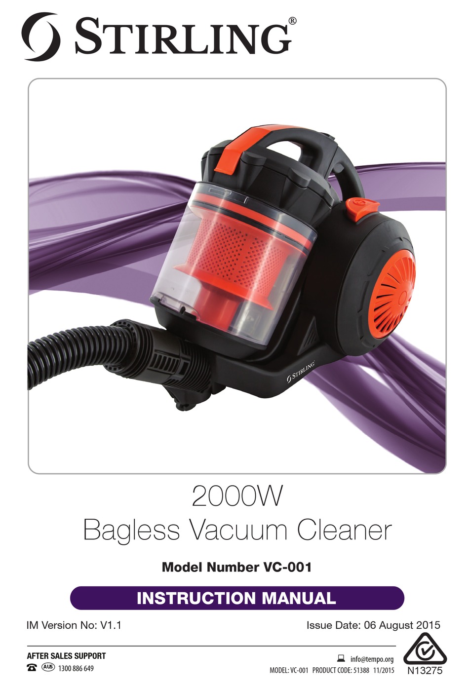 stirling bagless vacuum cleaner