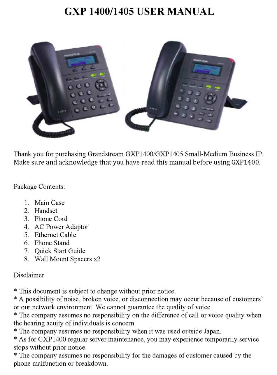 GRANDSTREAM NETWORKS GXP 1400 USER MANUAL Pdf Download | ManualsLib