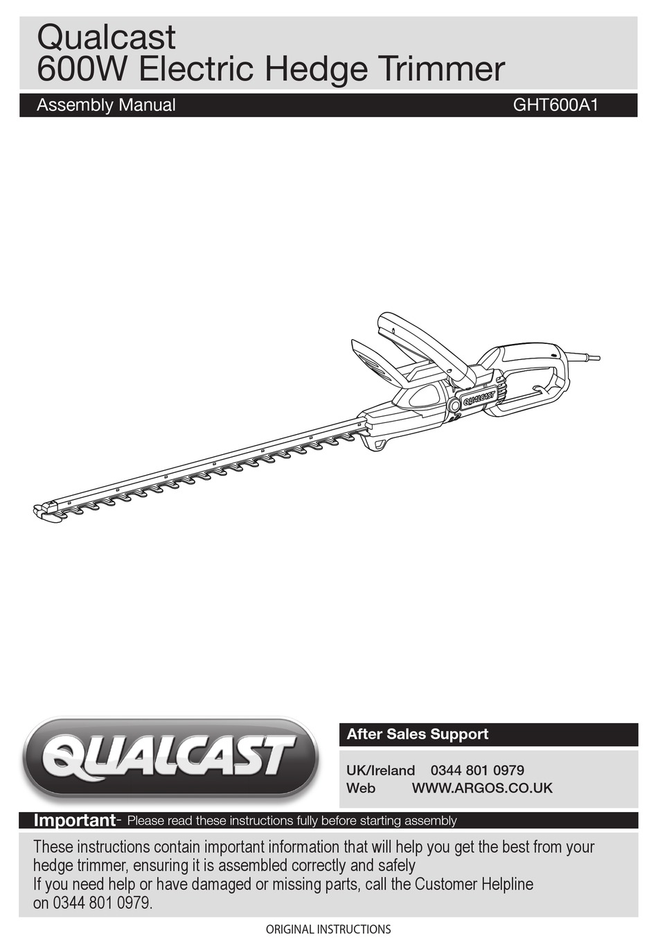 600W. Qualcast Electric Hedge Trimmer