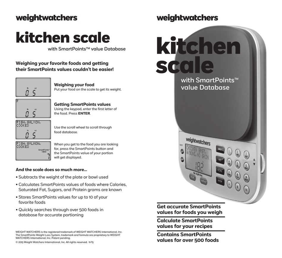 Weight Watchers Electronic Food Scale PointsPlus Values Database