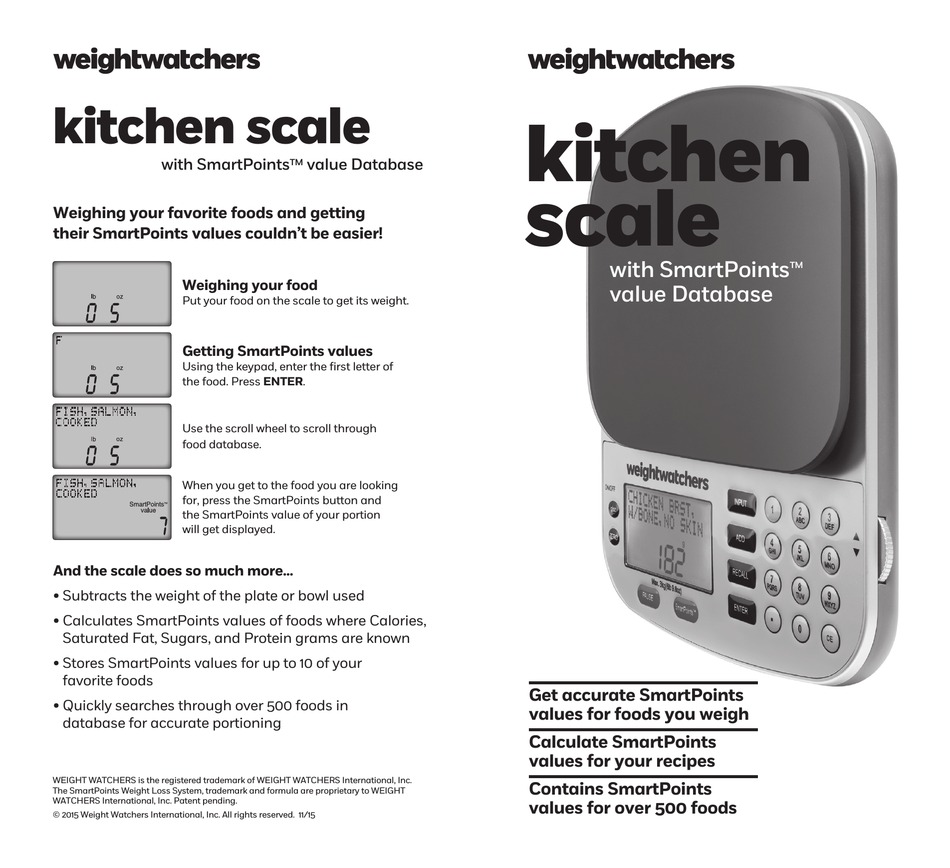 weight watchers PN15074 Personal Points Food Scale User Guide