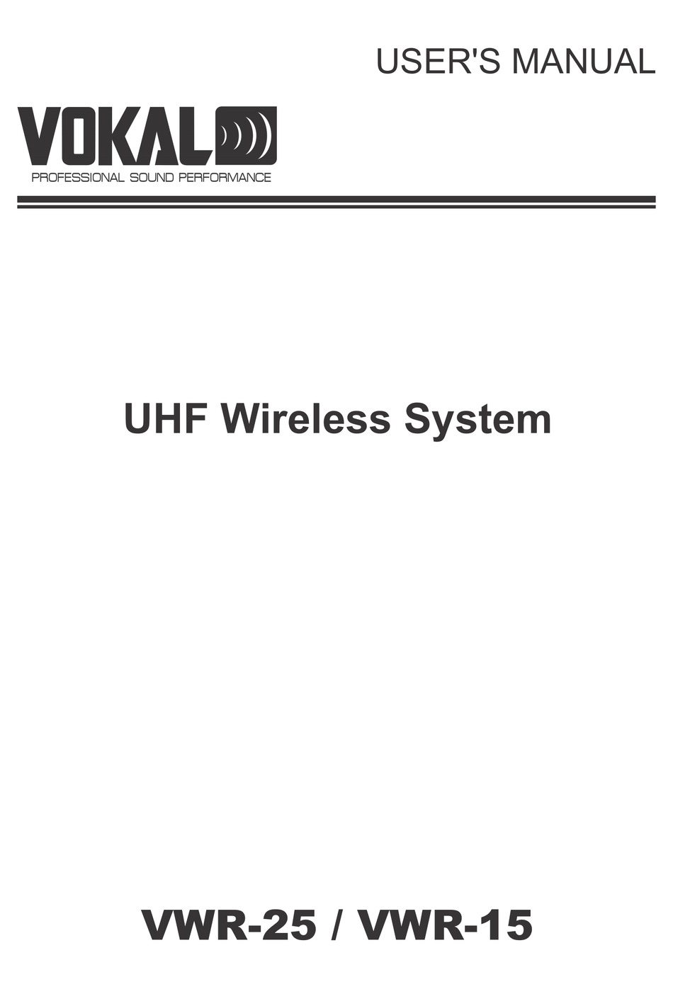 VOKAL VWR15 USER MANUAL Pdf Download ManualsLib