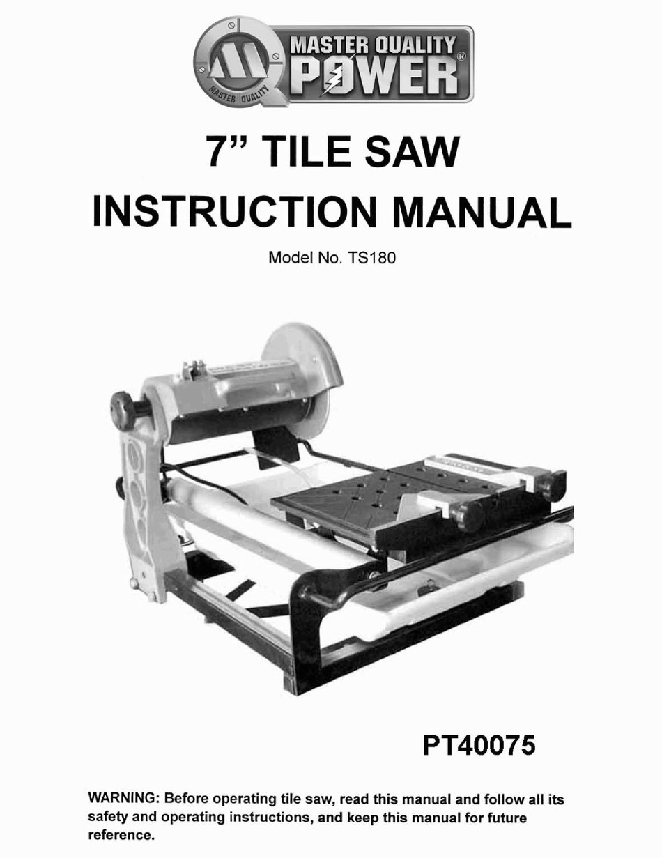 MASTER QUALITY POWER TS180 INSTRUCTION MANUAL Pdf Download ManualsLib