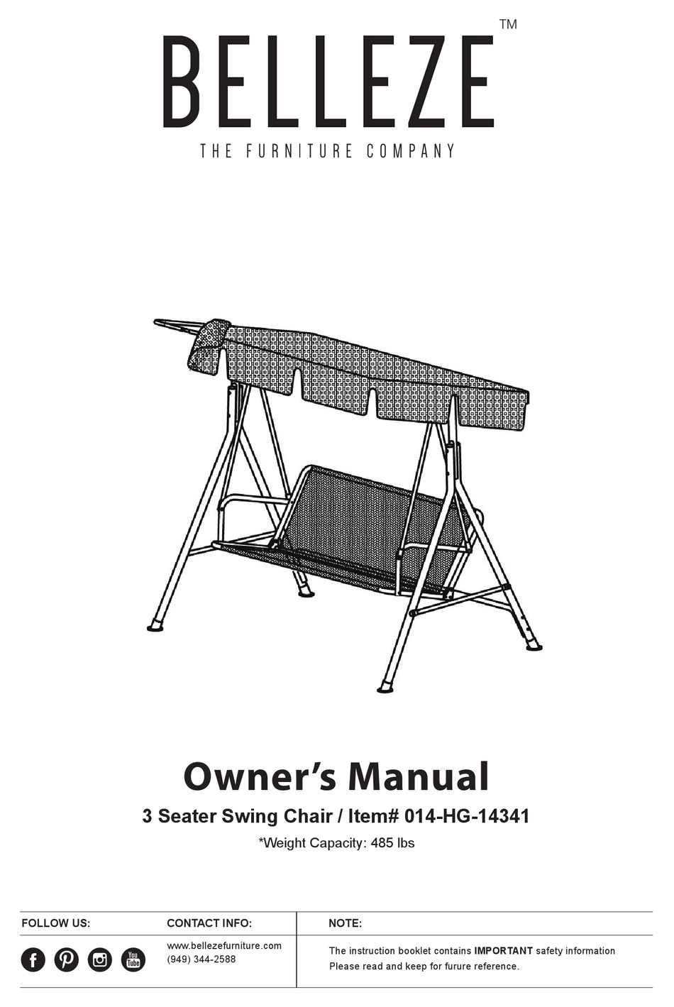 BELLEZE 014HG14341 OWNER'S MANUAL Pdf Download ManualsLib