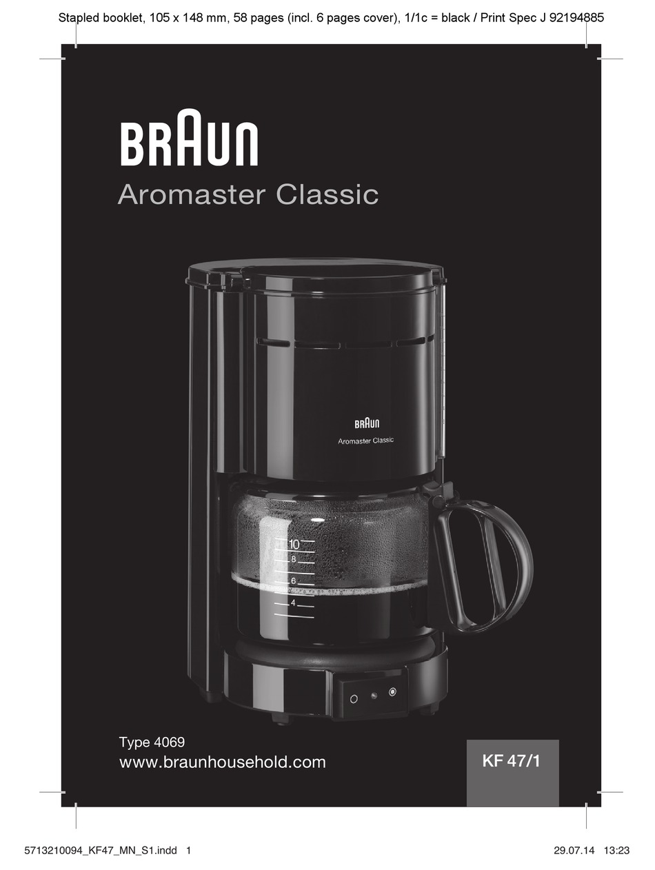 braun aromaster classic kf 47 1 user manual pdf download manualslib