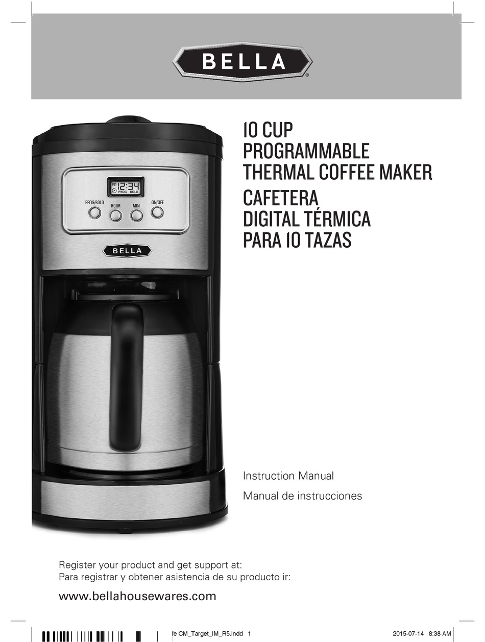 Bella 10 Cup Programmable Thermal Instruction Manual Pdf Download Manualslib