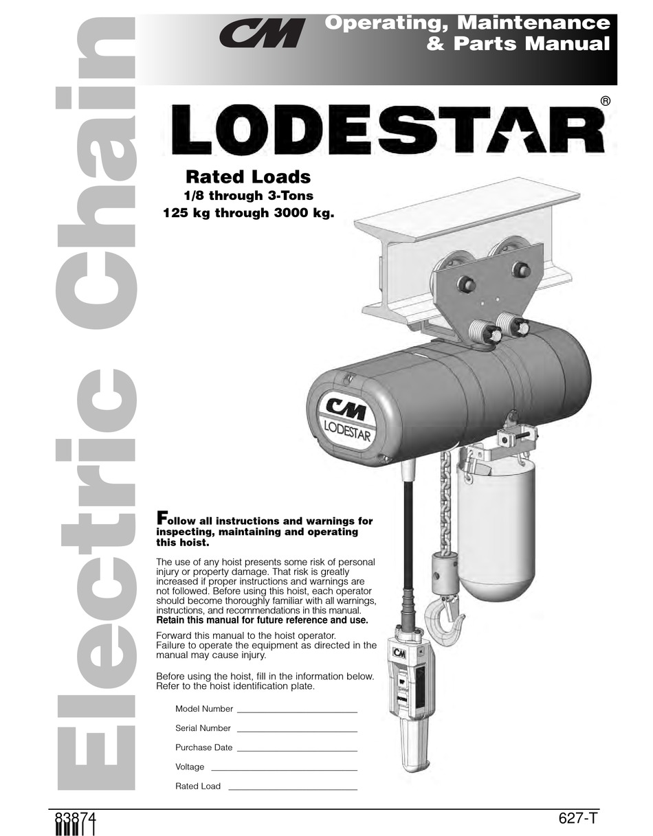 LODESTAR CM HOIST OPERATING MANUAL Pdf Download | ManualsLib