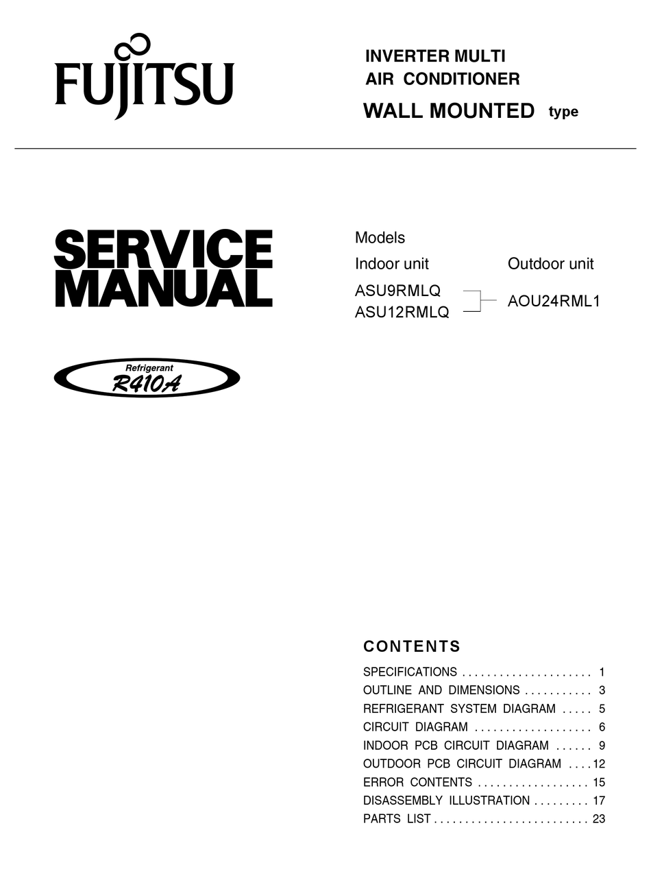 FUJITSU ASU9RMLQ SERVICE MANUAL Pdf Download | ManualsLib