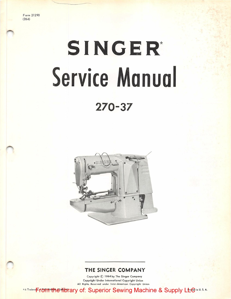 SINGER 270-37 SERVICE MANUAL Pdf Download | ManualsLib