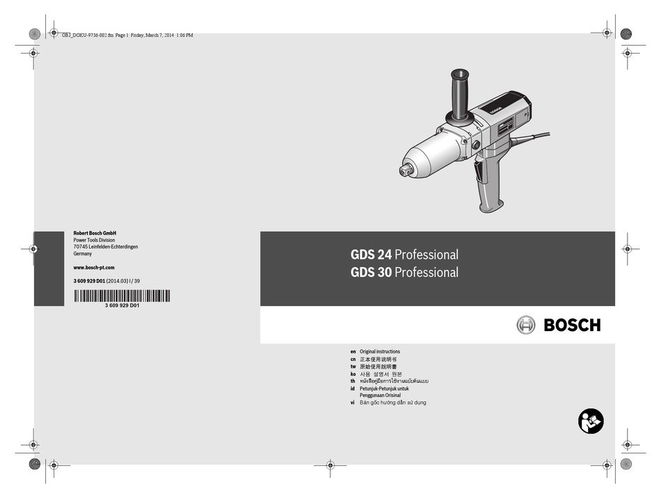 BOSCH GDS 24 PROFESSIONAL ORIGINAL INSTRUCTIONS MANUAL Pdf Download ...