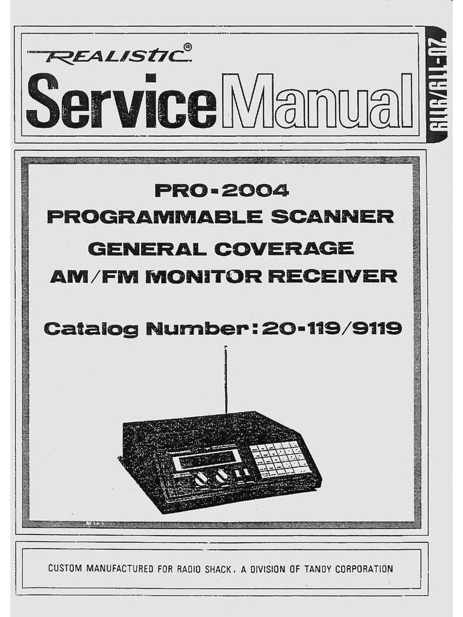 Realistic Pro 2004 Service Manual Pdf Download Manualslib