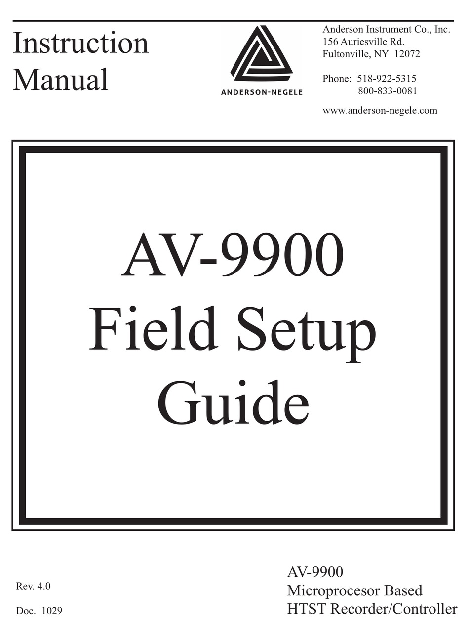 Anderson Guardian Chart Recorder Manual