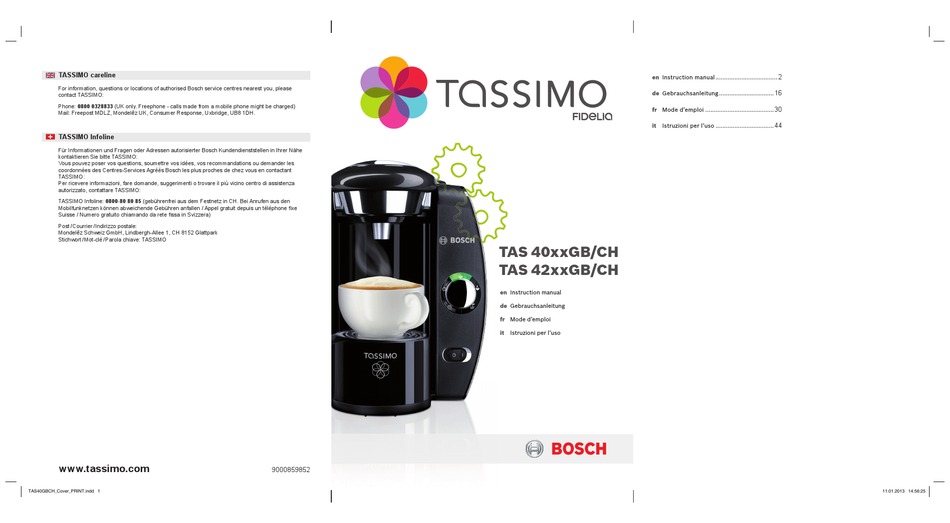 TASSIMO TAS 40XXGB/CH INSTRUCTION MANUAL Pdf Download ManualsLib