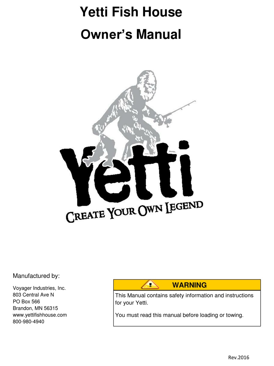 YETTI FISH HOUSE OWNER'S MANUAL Pdf Download ManualsLib
