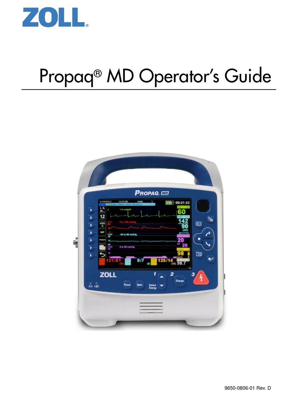 ZOLL PROPAQ MD OPERATOR'S MANUAL Pdf Download | ManualsLib