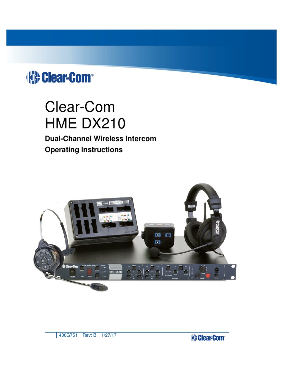 Clear Com Hme Dx210 Operating Instructions Manual Pdf Download Manualslib