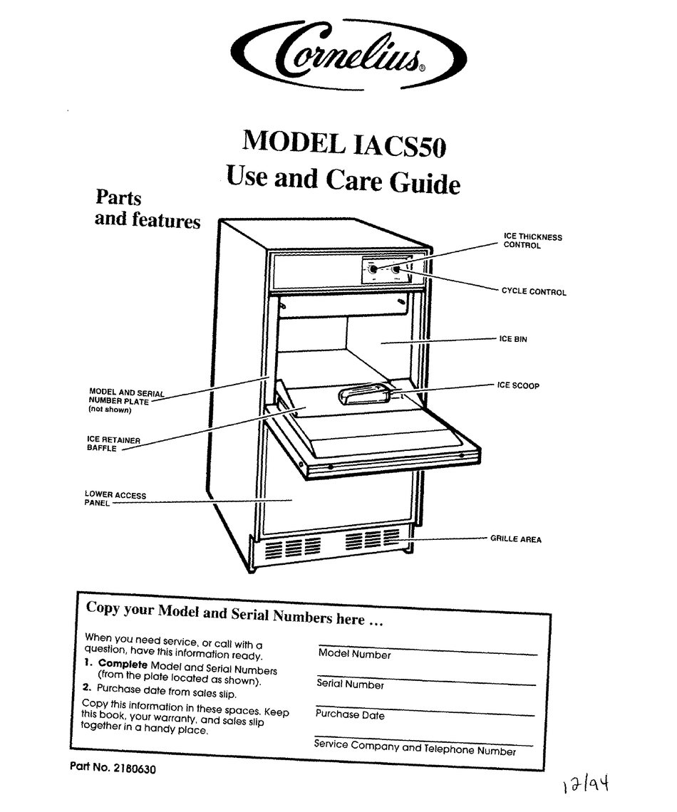 CORNELIUS IACSSO USE AND CARE MANUAL Pdf Download | ManualsLib