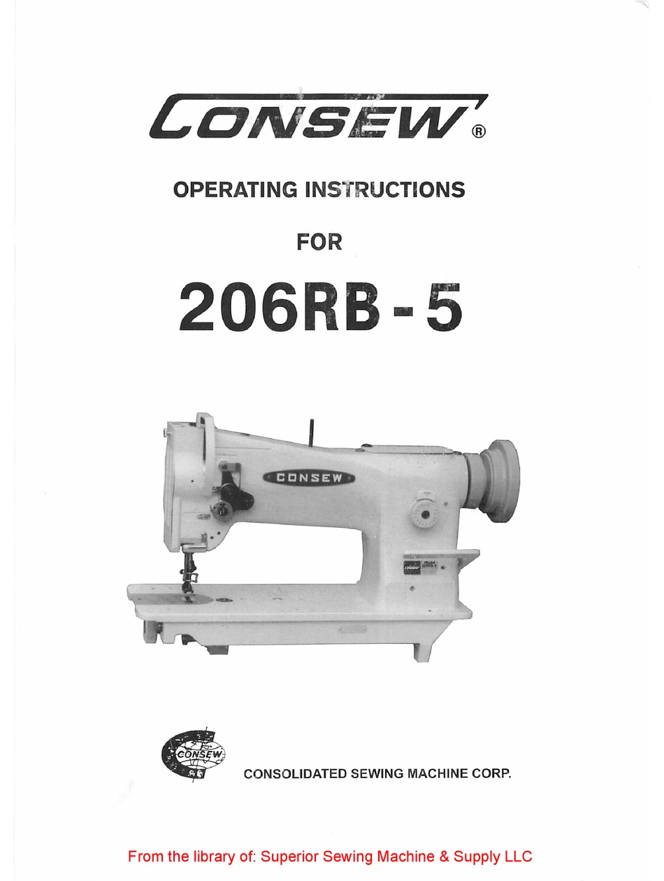 CONSEW 206RB-5 OPERATING INSTRUCTIONS MANUAL Pdf Download | ManualsLib