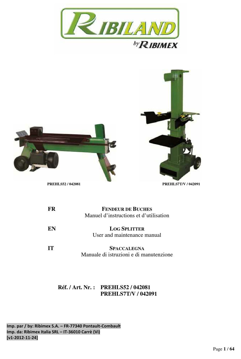 Ribiland - Coin fendeur pour fendeur de bûches vertical (PREHLS7T