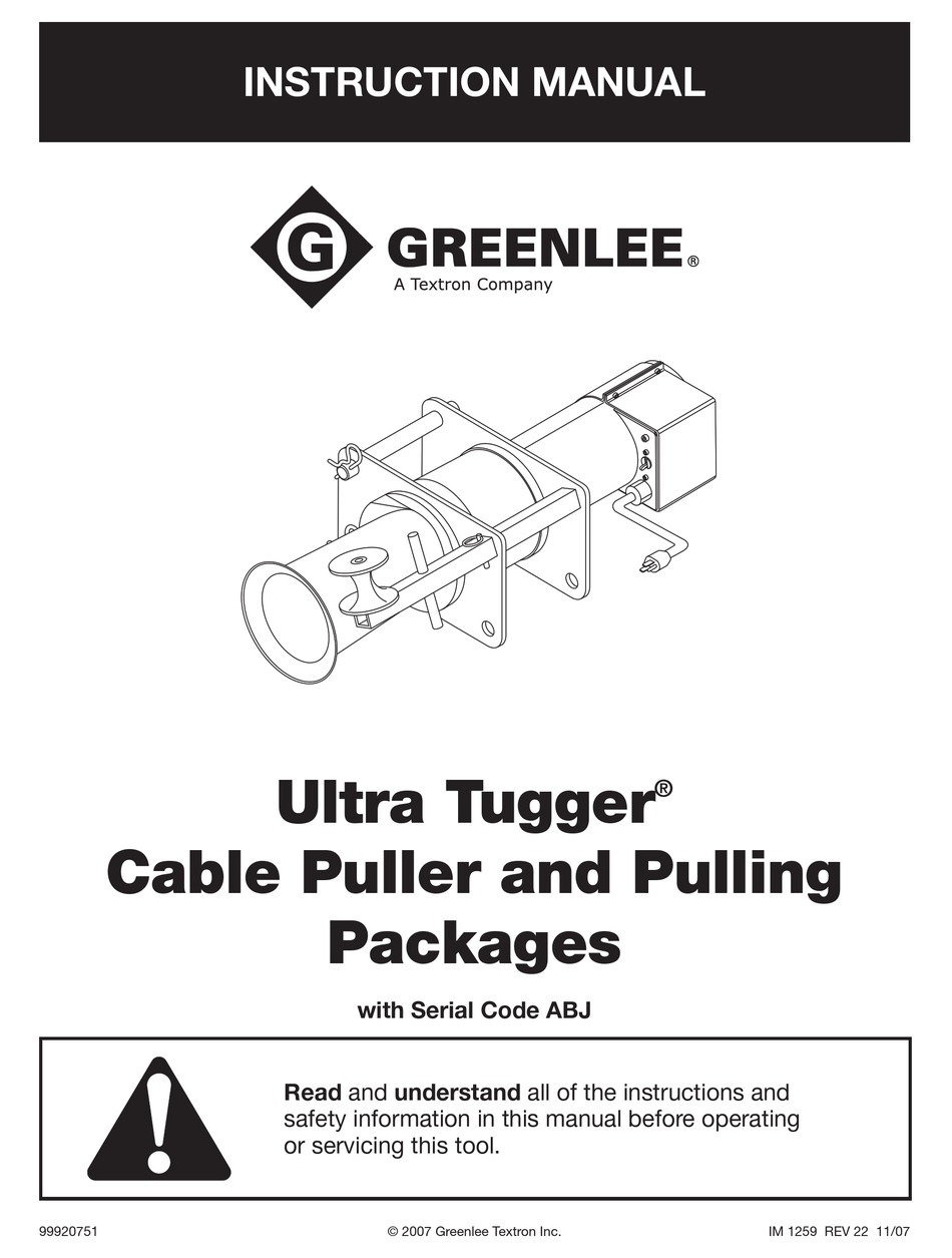 GREENLEE ULTRA TUGGER INSTRUCTION MANUAL Pdf Download | ManualsLib
