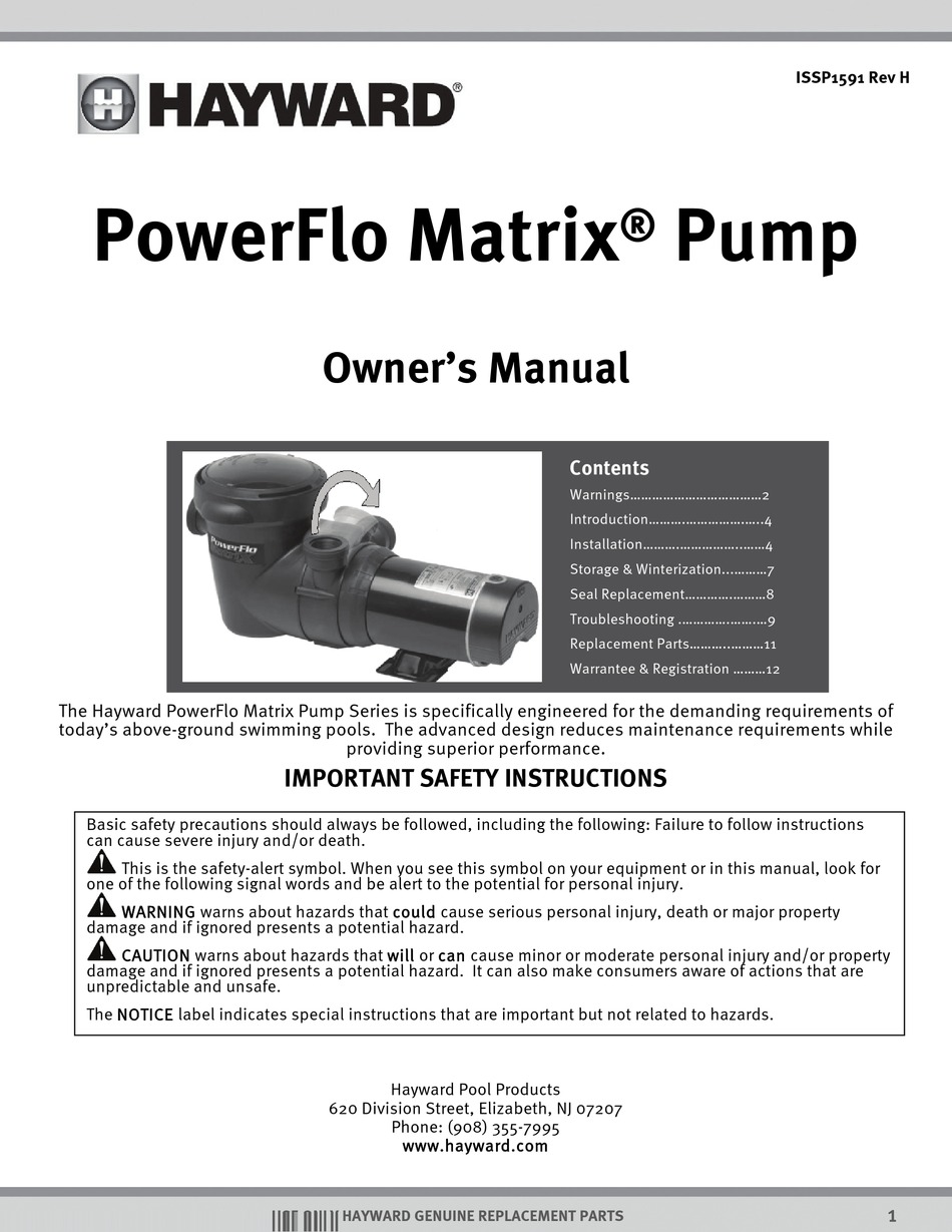 HAYWARD POWERFLO MATRIX OWNER'S MANUAL Pdf Download | ManualsLib Sp1515z1esc Parts List ManualsLib