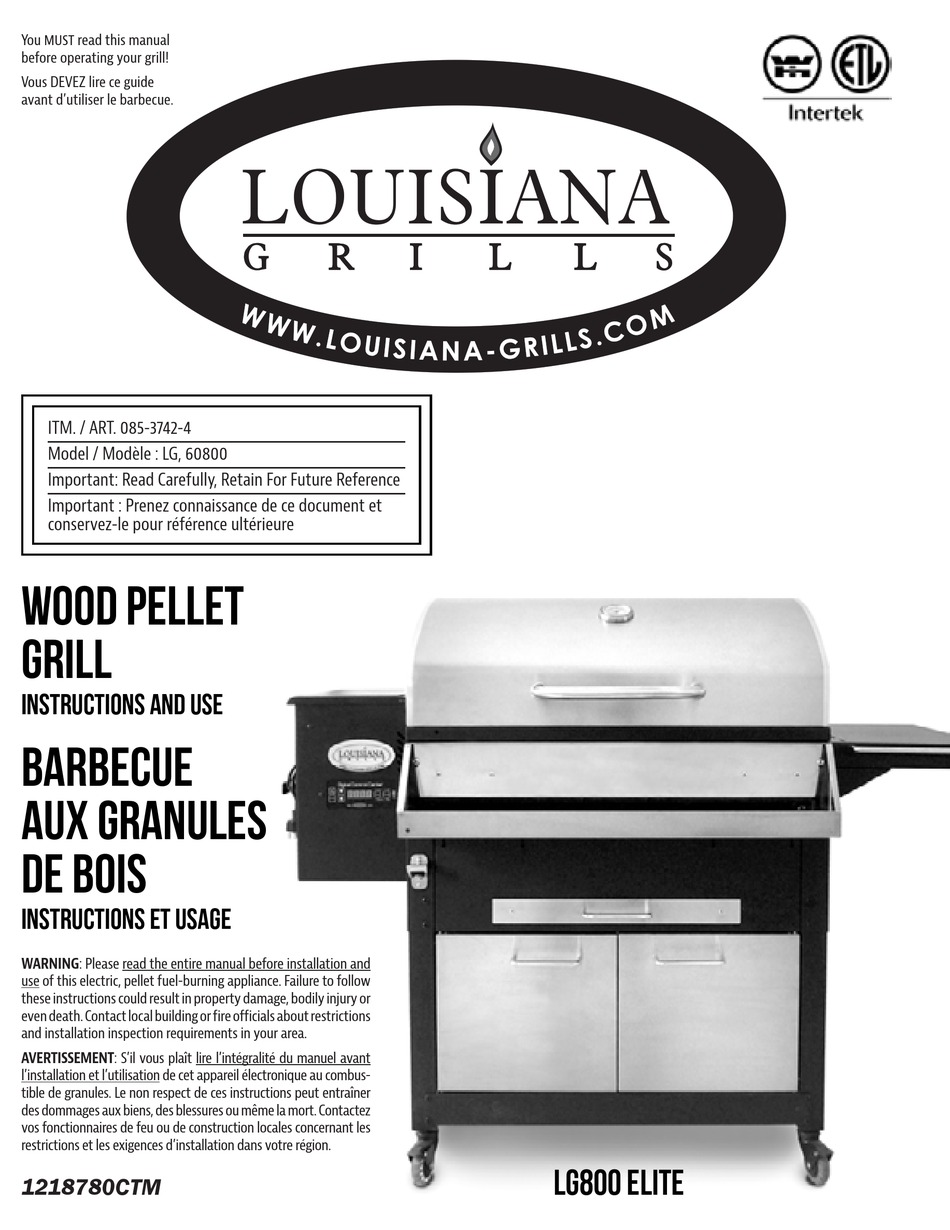 LOUISIANA GRILLS LG800 ELITE INSTRUCTIONS AND USER MANUAL Pdf Download