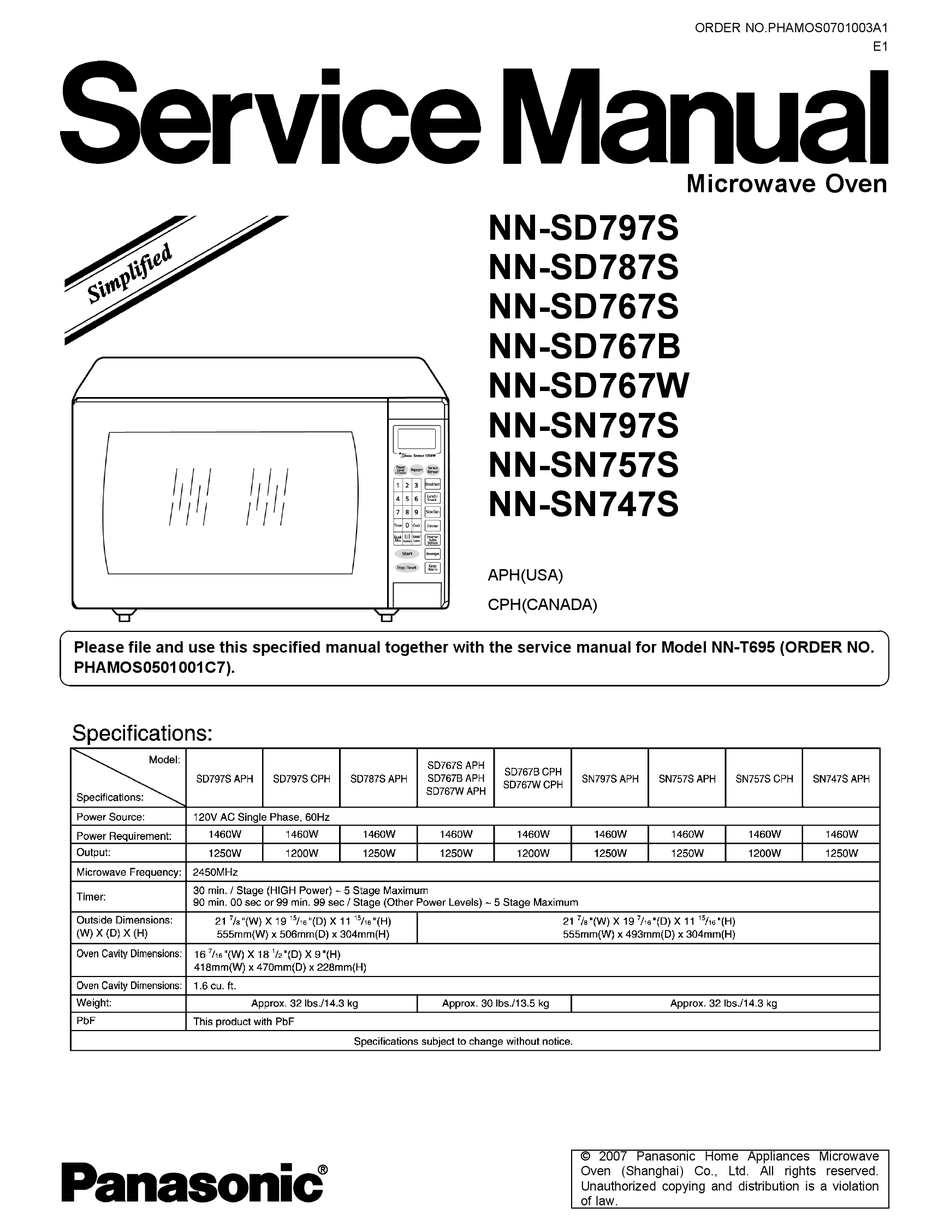 panasonic microwave nn sd797s