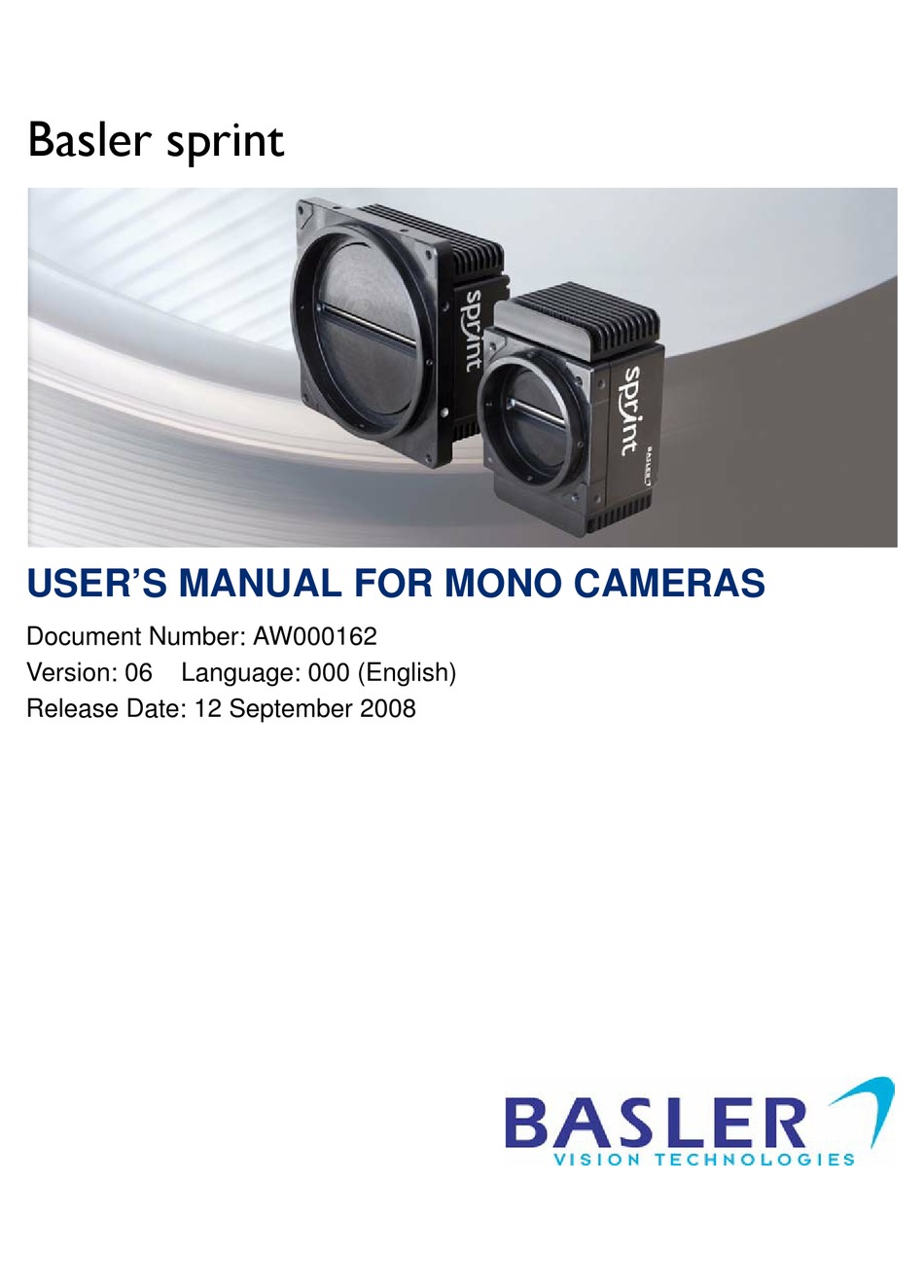 BASLER VISION TECHNOLOGIES SPRINT SERIES USER MANUAL Pdf Download